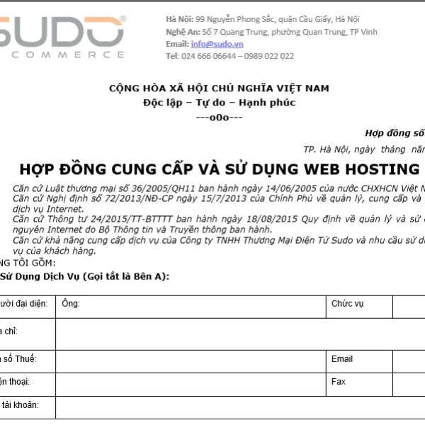 Mẫu hợp đồng dịch vụ Web Hosting (.doc)