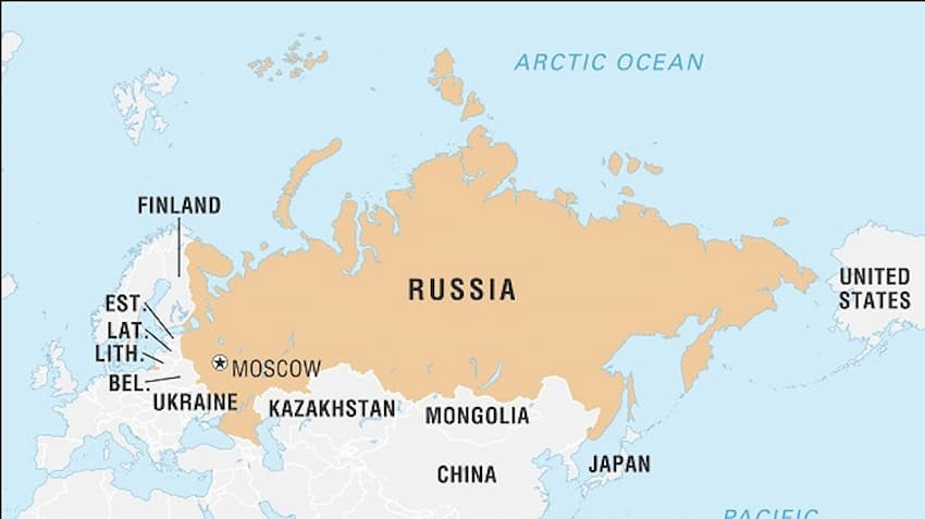 Diện tích siêu rộng lớn của Nga trên bẩn đồ thế giới