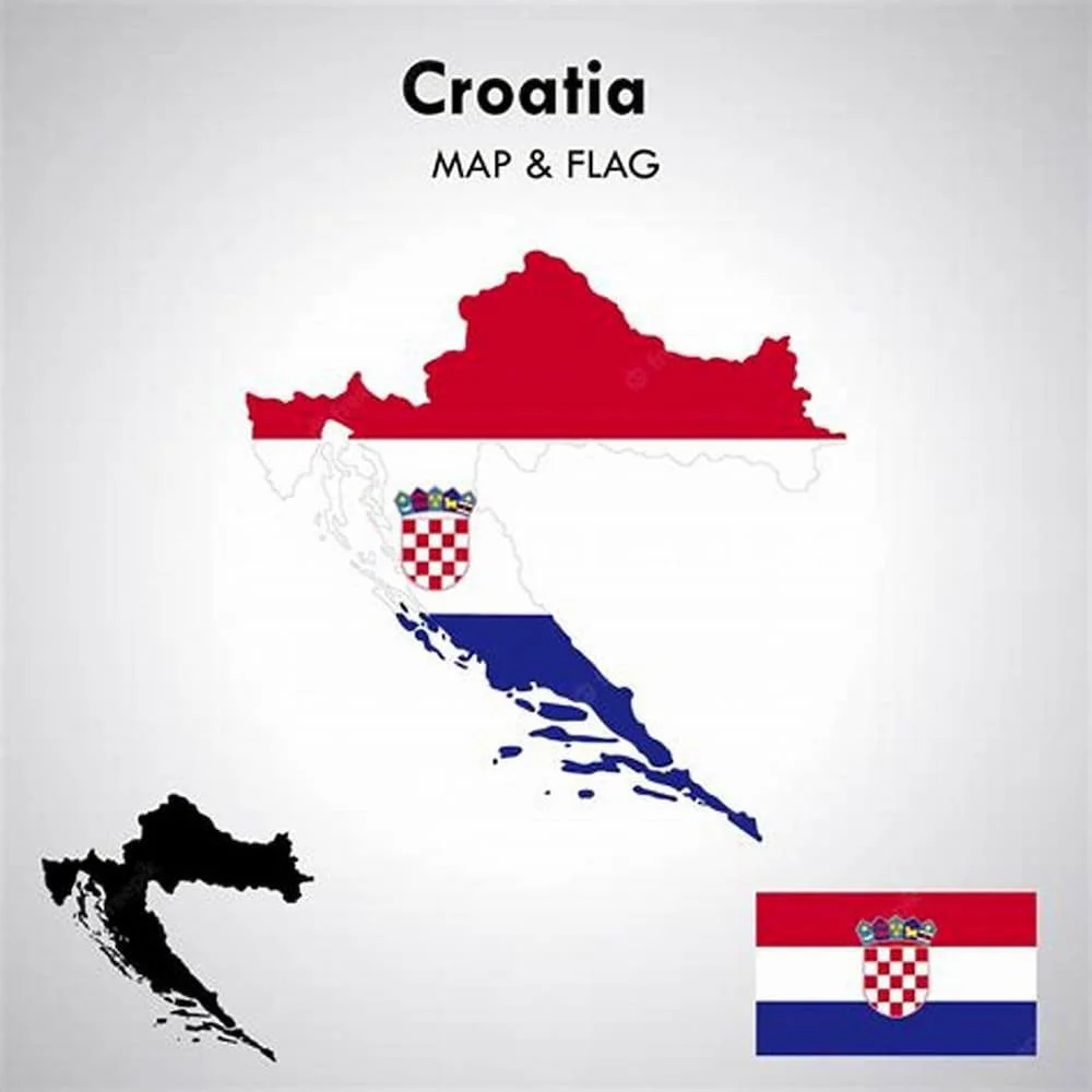 Bản đồ và cờ của đất nước Croatia