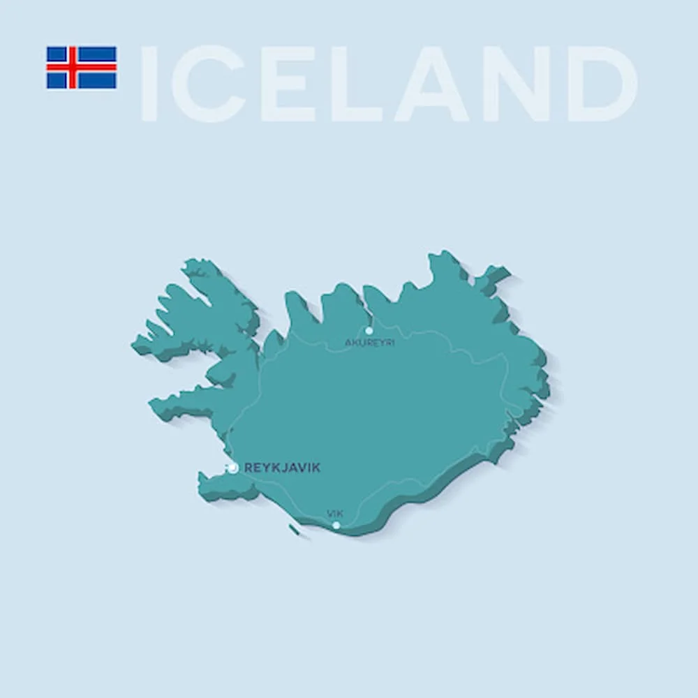 Bản đồ và cờ của iceland