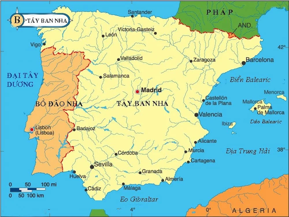 Bản đồ của Tây Ban Nha