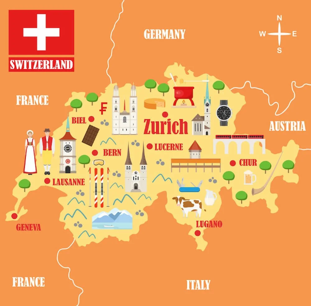 Bản đồ đất nước Thụy Sĩ