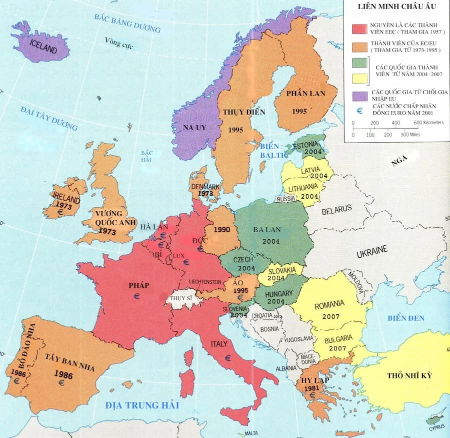 Khu vực Tây Âu trên bản đồ thế giới
