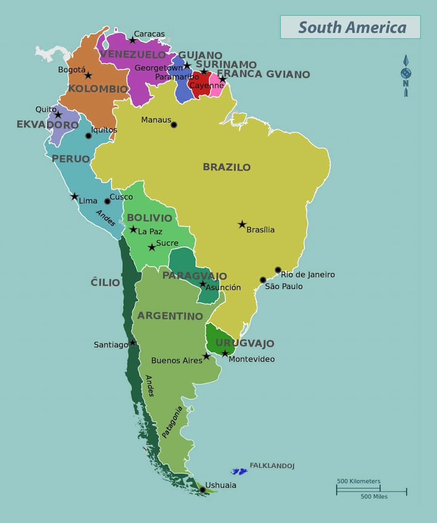 Nam Mỹ có diện tích khoảng 17,8 triệu km2