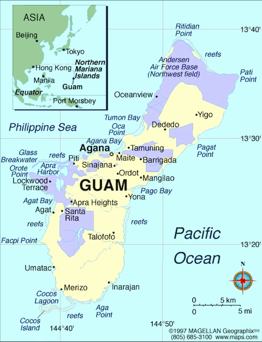 Guam là một hòn đảo hình bầu dục