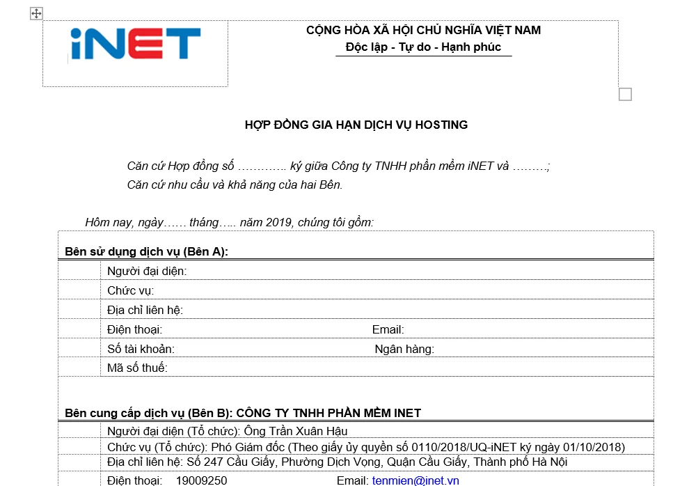 hợp đồng gia hạn dịch vụ hosting
