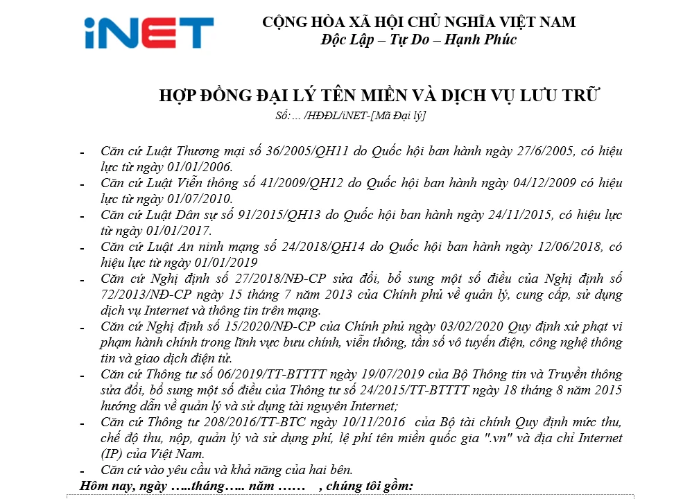 mẫu hợp đồng đại lý