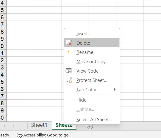 Xóa sheet