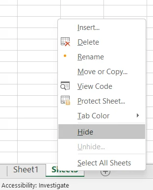Ẩn sheet