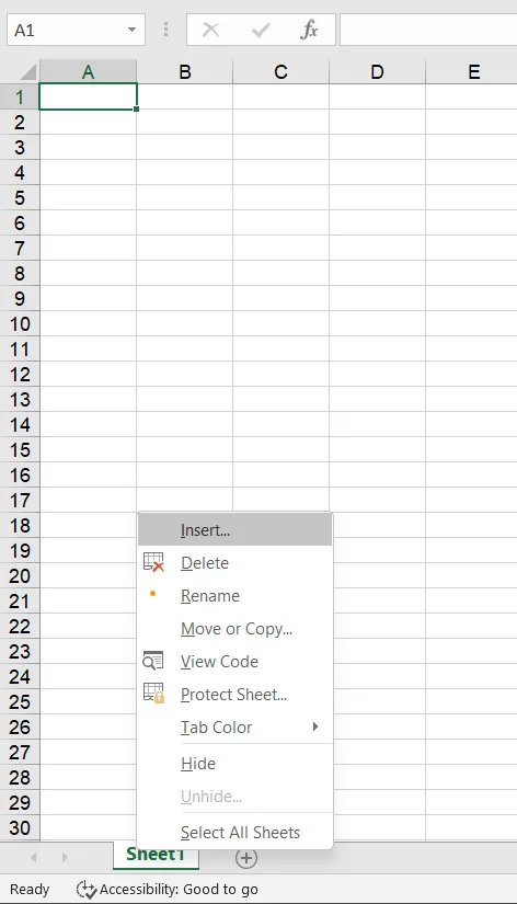 Insert worksheet